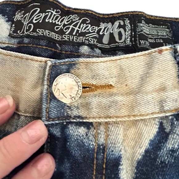 HERITAGE by AMERICA 76 JEANS MEN 36x33 Distressed Cotton Blue Denim Distillery - Picture 10 of 11